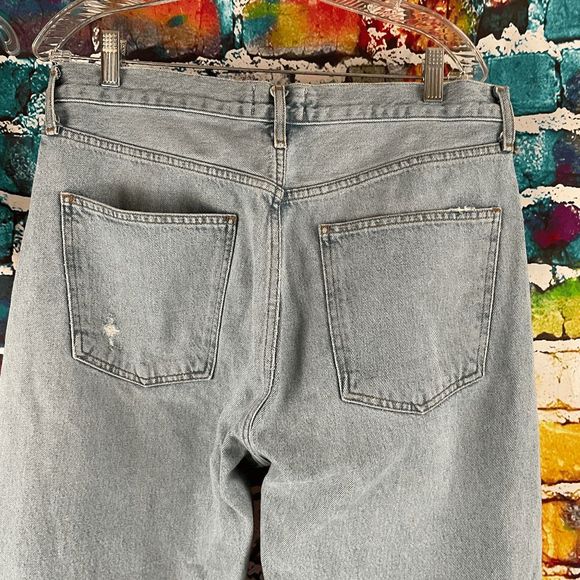 Agolde 90's Mid Rise Loose Fit Jeans Button Fly Distressed Size 30 - Picture 13 of 16
